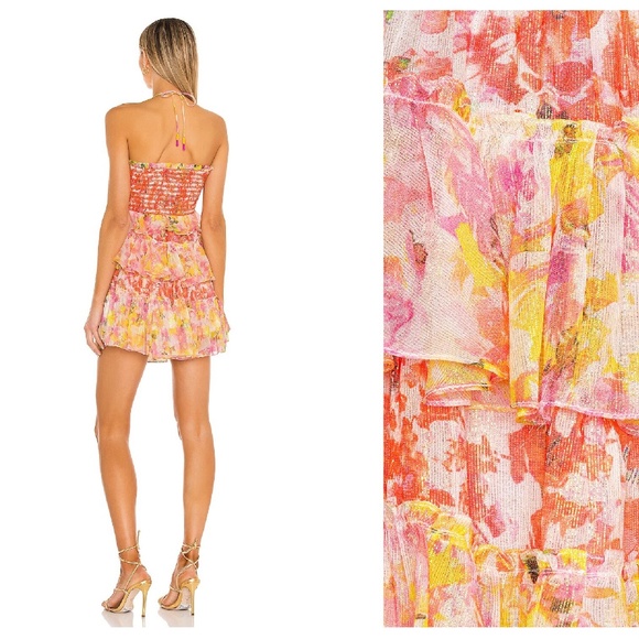 Rococo Sand Pink and Yellow Mini Dress - Picture 2 of 8